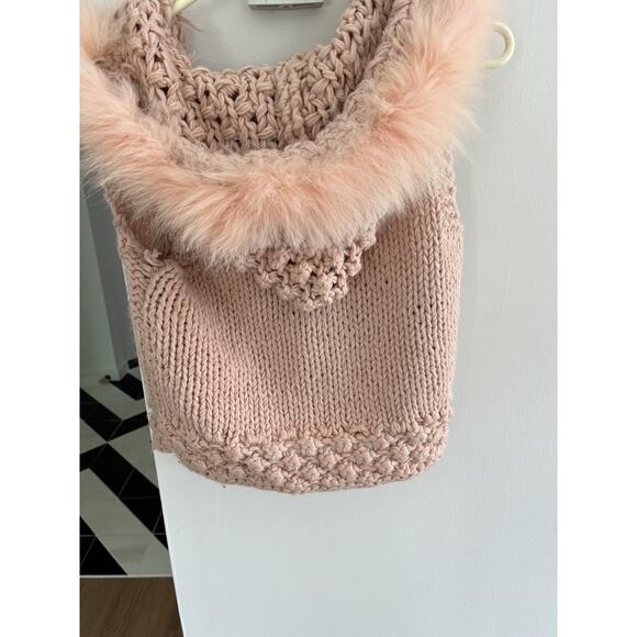 Alberto Makali Vtg Women Junior M Knit Sweater Vest Rabbit Fur Hooded Boho Y2K - Picture 4 of 7